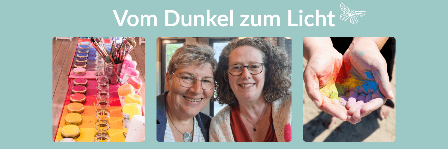 Header der Landingpage "Von der Trauer zum Licht" mit Foto der Workshop-Leiterinnen Britta Schröder-Buttkewitz und Sylvia Herdan