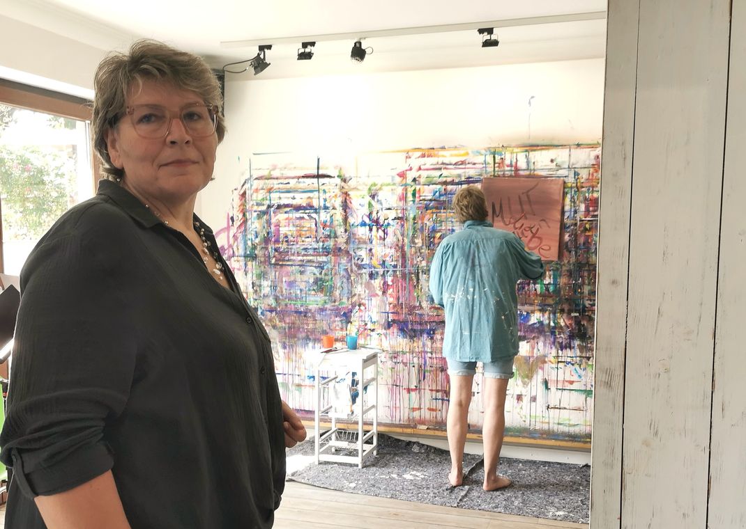 Blick ins Atelier während des Malens