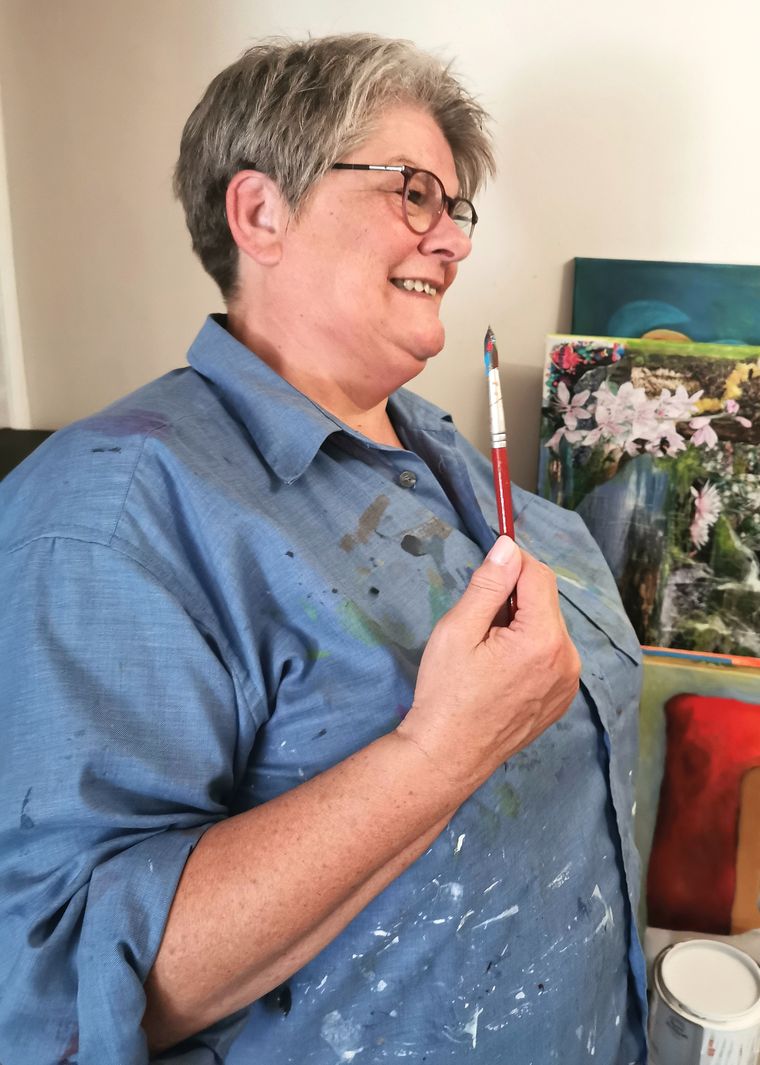 Fertiges Bild – abstrakte Komposition in Rot